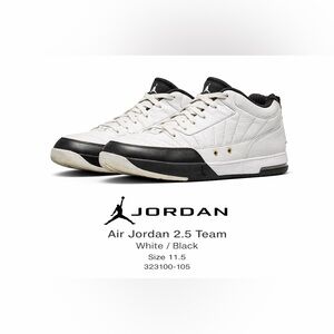 Air Jordan 2.5 Team White Black Sneakers Mens 11.5 323100-105 Retro 2009